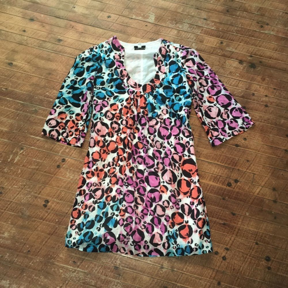 Trina Turk multicolored leopard spot silk tunic